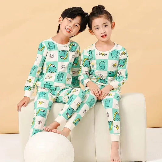 Baby or Baba Green Dino Print Half Sleeves T-shirt With Printed Pajama Night Suit for Kids (1 Suit ) (SP-104)