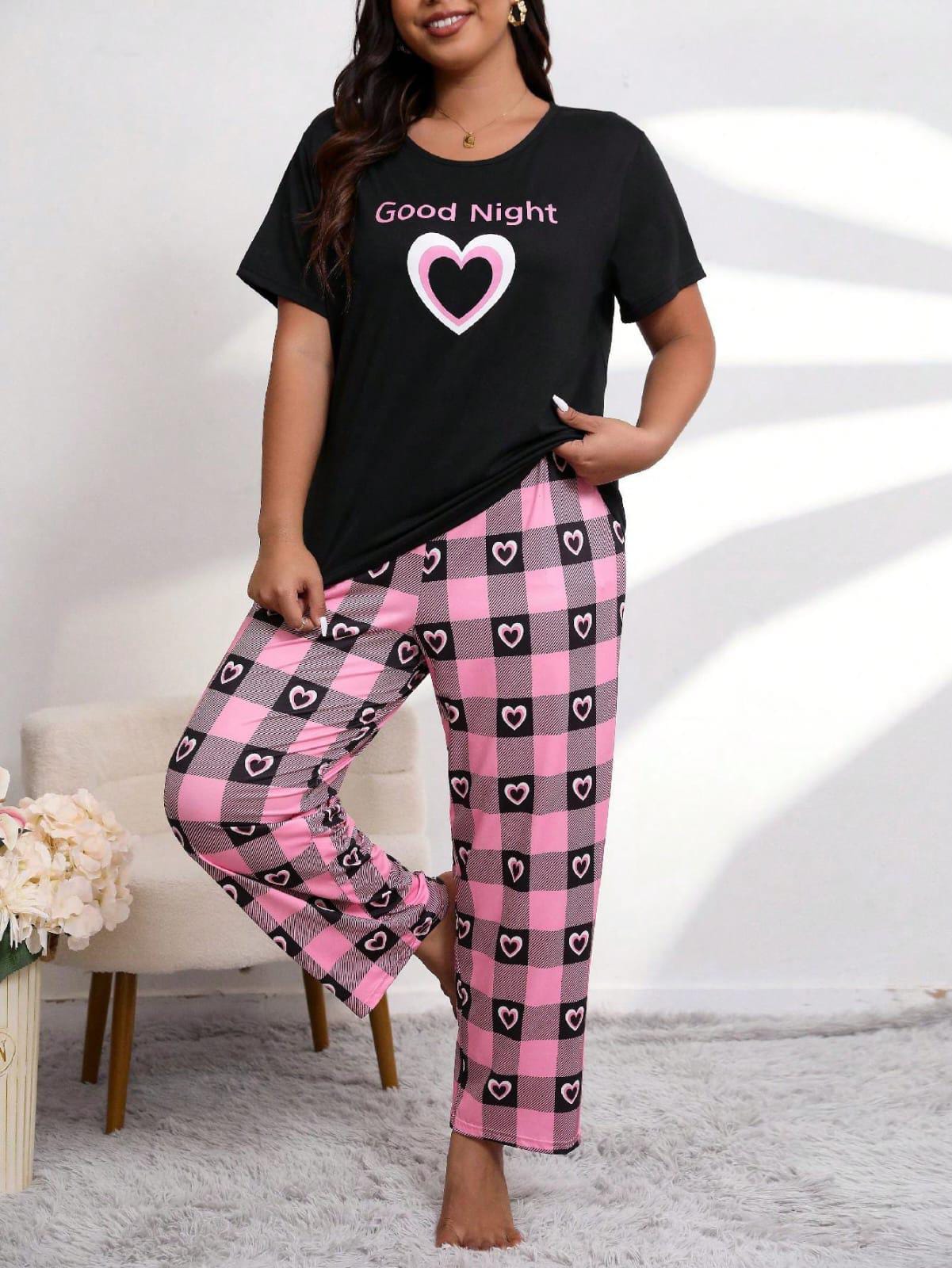 Cozy Heartbeats – Black Printed Nightwear (RB-406)