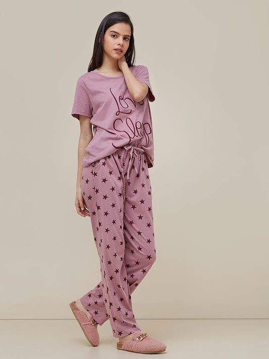 Love Sleep Printed Half Sleeves Night Suit For Her (SP-44)