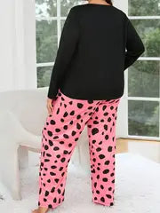 Dotted Dreams – Chic Cat-Themed Nightwear (RB-408)