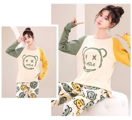 Multi Color Smile Print With Smile Multi Printed Trouser Full Sleeves Night Suit RB-28