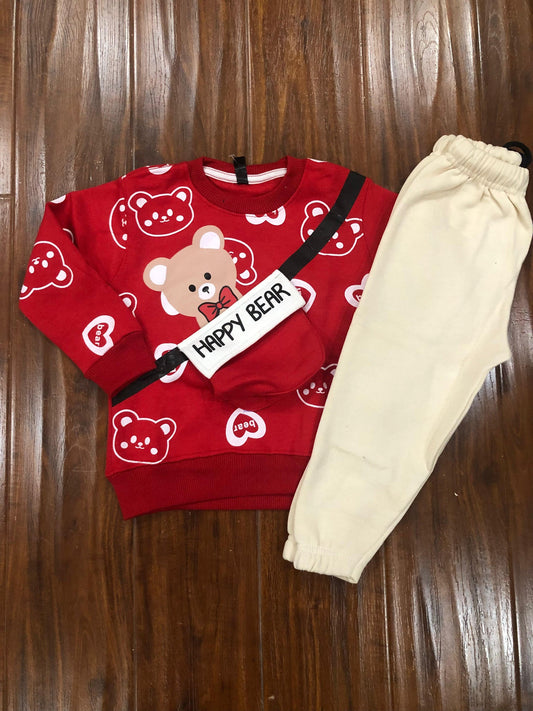 Celebrate in Style Happy New Year Red Bear Kids Suit