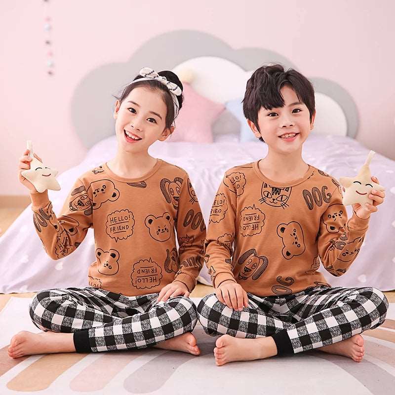 Brown Bear Printed Kids Night Suit - Cozy Sleepwear for Boys and Girls 1 Suit (SP-112)
