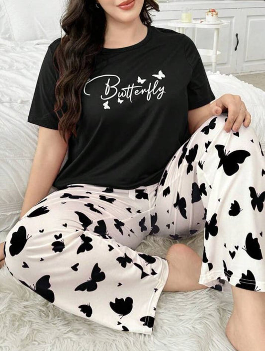 Black Butterfly Printed T-Shirt with Butterfly printed trouser– Soft Feel, Cute Vibe