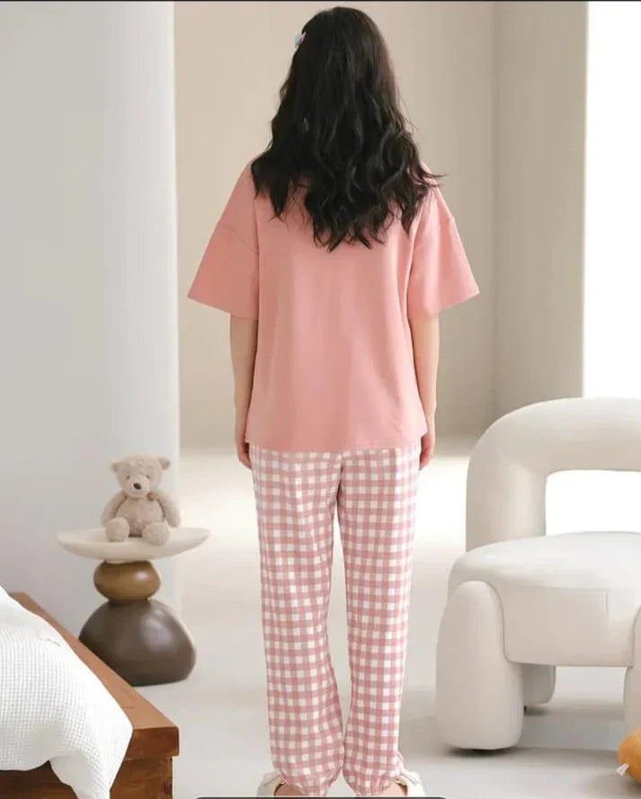 Pink Lovely 3 Bears Print Half Sleeves – Soft Feel, Cute Vibe