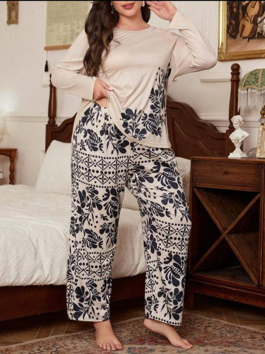 Skin Floral Print Full Sleeves with Floral Printed pajama – Soft Feel, Cute Vibe
