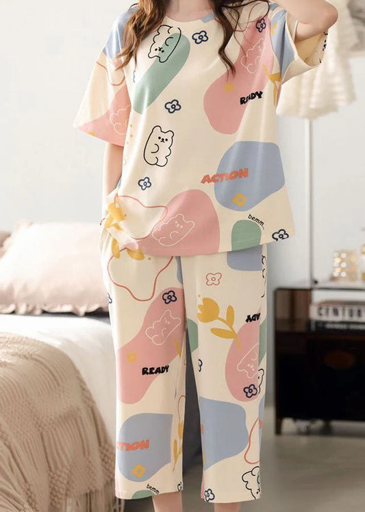 Off white Multi Cute Bears Half Sleeves with Printed pajama– Soft Feel, Cute Vibe