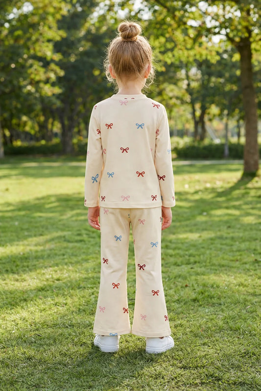 Off-White Colorful Bow Bliss Kids Night Suit