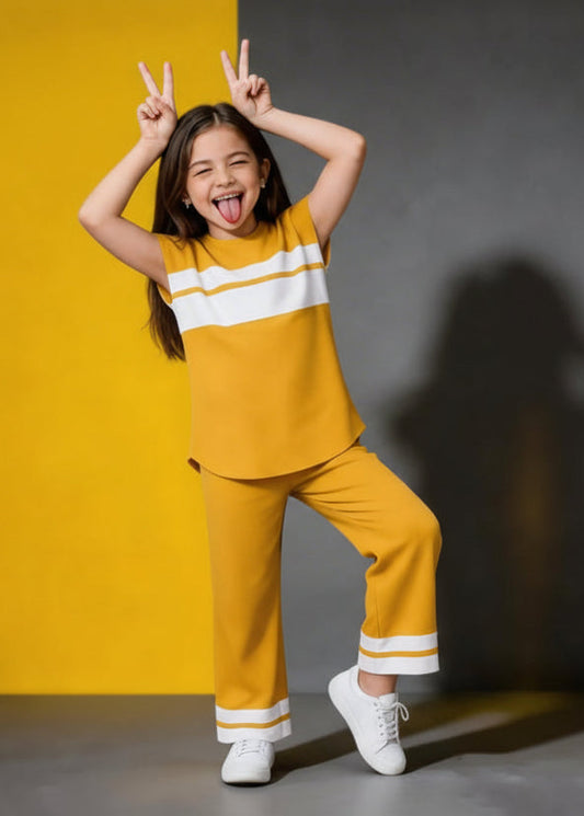Yellow Sando Panal Printed Kids Wear