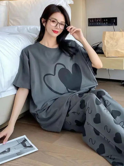 Grey with Black Heart The Ultimate Dream Wear Sleep Suit (SP-57)