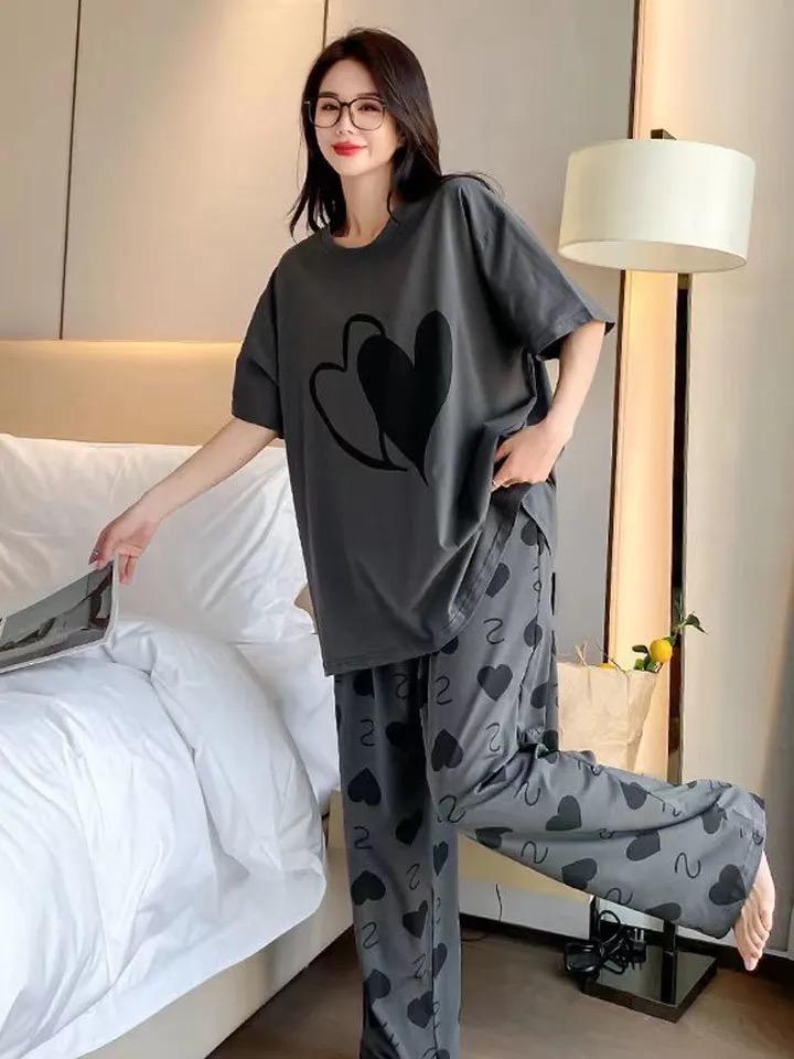 Grey with Black Heart The Ultimate Dream Wear Sleep Suit (SP-57)