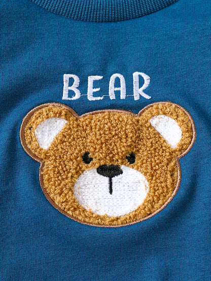 Blue Bear with stripes pajama Kids tracksuit