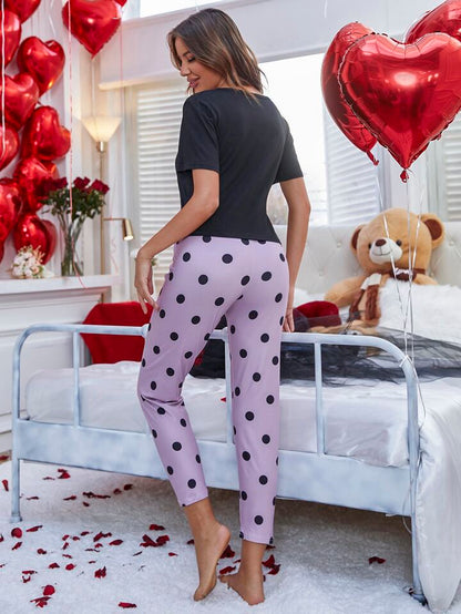 Polka Chic – Black Girl Printed Pajama Set (RB-407)