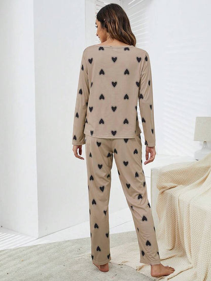 Midnight Mocha – Heart Print Nightwear (RB-409)
