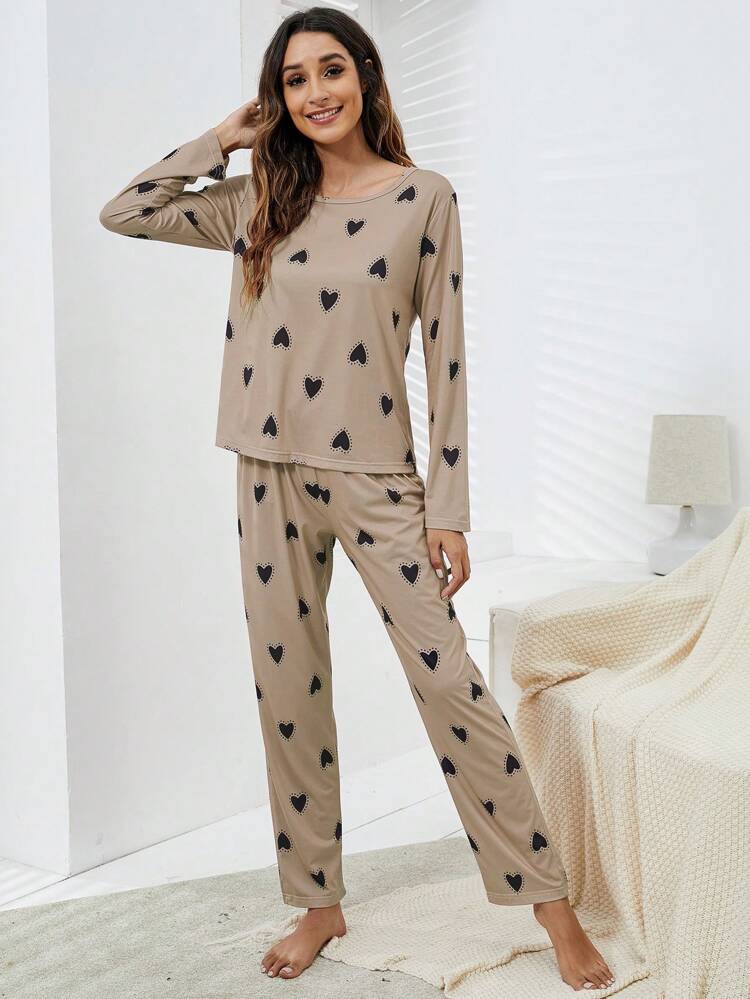 Midnight Mocha – Heart Print Nightwear (RB-409)