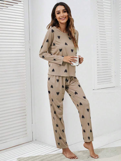 Midnight Mocha – Heart Print Nightwear (RB-409)