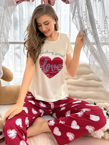 Cozy Love – Maroon Heart Printed Nightwear (RB-410)