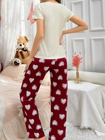 Cozy Love – Maroon Heart Printed Nightwear (RB-410)