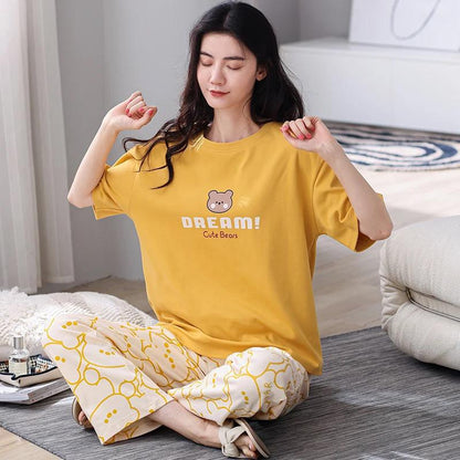 Yellow Dream Cute Bears Printed Night Suit (SP-12)