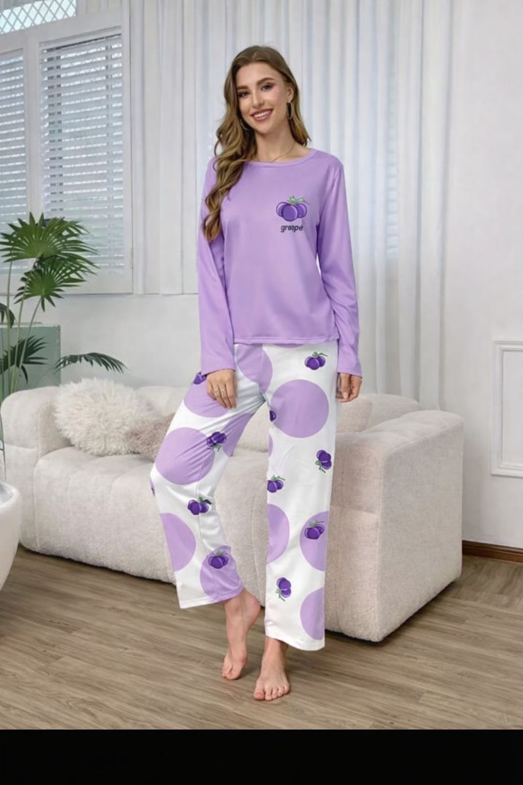 Lilac Graps Printed Full Sleeves– Soft Feel, Cute Vibe