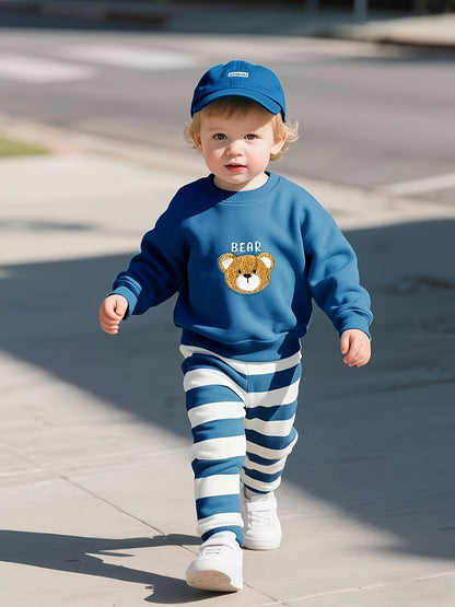 Blue Bear with stripes pajama Kids tracksuit