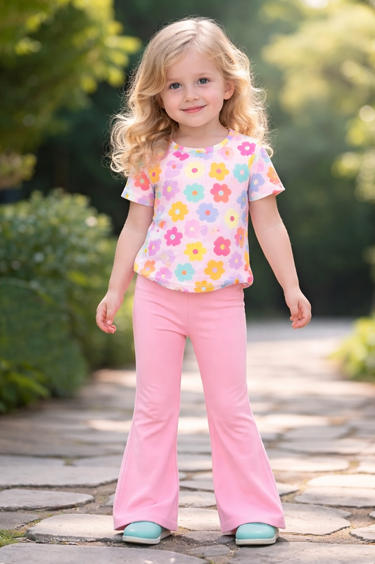 Pink Multi Flower Casual Wear for Kids