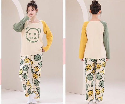 Multi Color Smile Print With Smile Multi Printed Trouser Full Sleeves Night Suit RB-28
