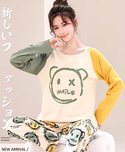 Multi Color Smile Print With Smile Multi Printed Trouser Full Sleeves Night Suit RB-28