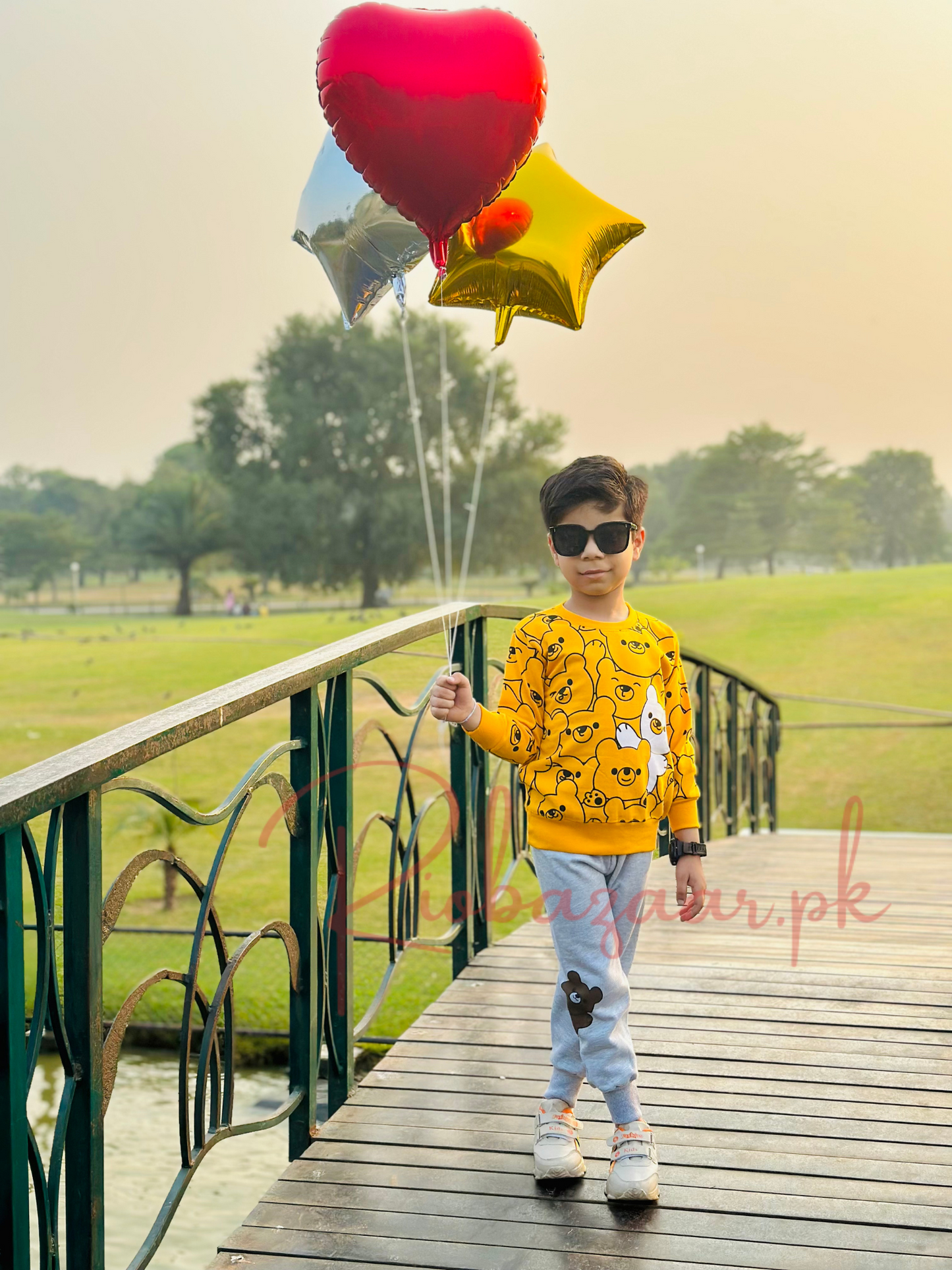 Yellow Bears Print Sweatshirt With Trouser Tracksuit For Kids (SP-B1)