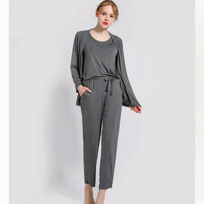 Hezel Grey 3 Piece Night suit For Her – Soft Feel, Cute Vibe
