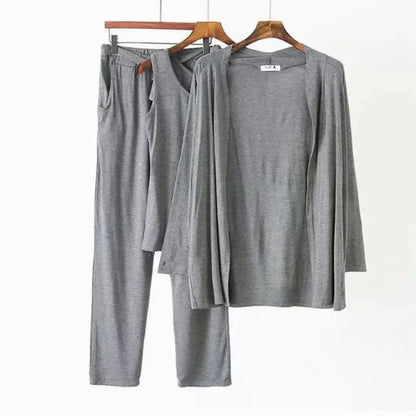 Hezel Grey 3 Piece Night suit For Her – Soft Feel, Cute Vibe