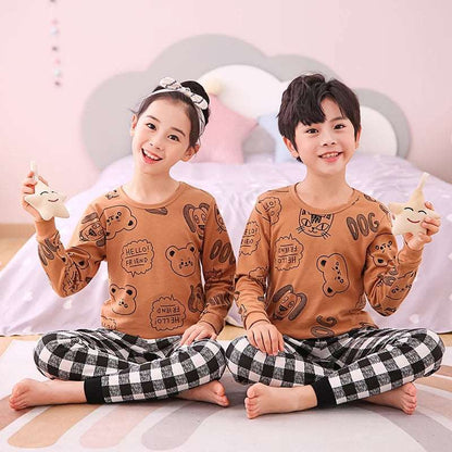Brown Bear Printed Kids Night Suit - Cozy Sleepwear for Boys and Girls 1 Suit (SP-112)