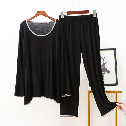Women’s Black Round-Neck Plain Night Suit Set – Comfortable & Stylish Sleepwear