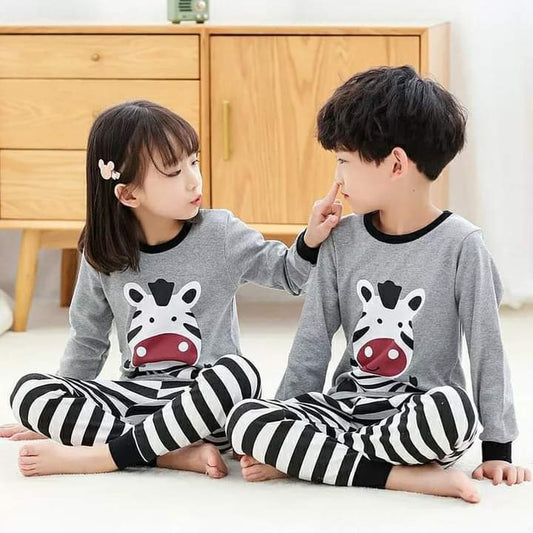 Grey Zebra Printed - Cozy Sleepwear for Boys and Girls (1 Suit) (SP-115)