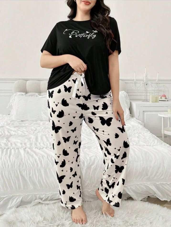 Black Butterfly Printed T-Shirt with Butterfly printed trouser– Soft Feel, Cute Vibe