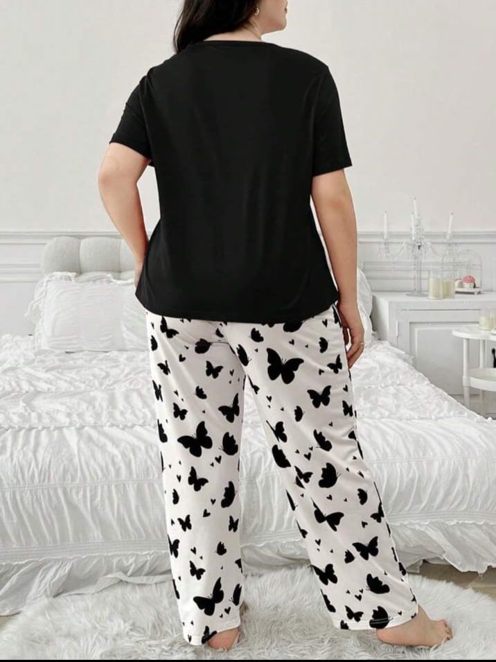 Black Butterfly Printed T-Shirt with Butterfly printed trouser– Soft Feel, Cute Vibe