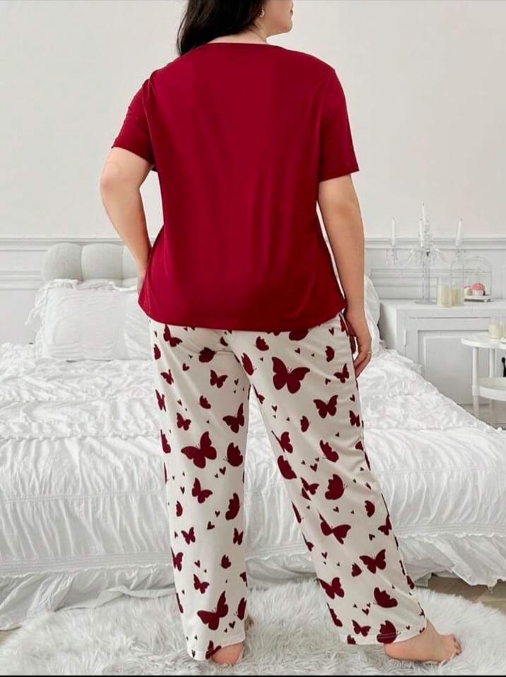Maroon Butterfly Printed T-Shirt with Butterfly printed trouser– Soft Feel, Cute Vibe