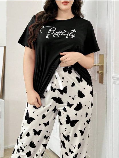 Black Butterfly Printed T-Shirt with Butterfly printed trouser– Soft Feel, Cute Vibe