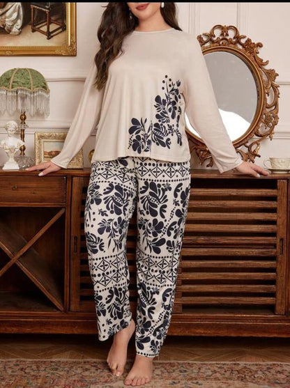 Skin Floral Print Full Sleeves with Floral Printed pajama – Soft Feel, Cute Vibe