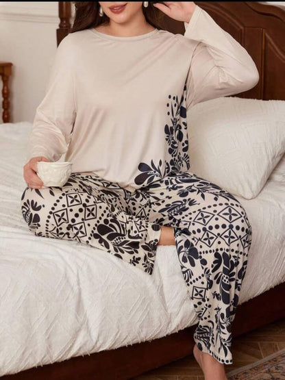 Skin Floral Print Full Sleeves with Floral Printed pajama – Soft Feel, Cute Vibe