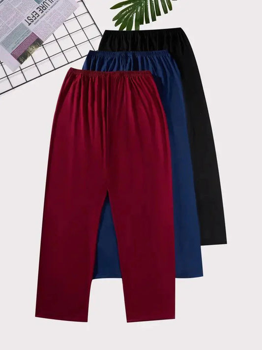 Pack Of 3 Plain Maroon Black Blue Plazo Pajama – Comfortable Everyday Wear ( RB-888)