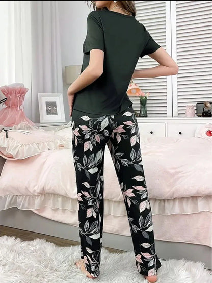 New Black Good Night With Flower Printed Trouser Half Sleeves – Soft Feel, Cute Vibe