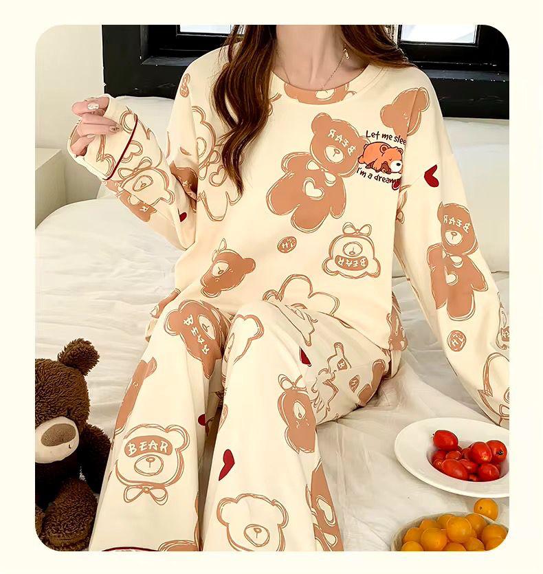 Cream Bears Let Me Sleep Full Sleeves Printed Night Suit-Soft Feel, Cute Vibe