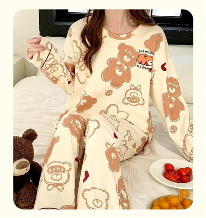 Cream Bears Let Me Sleep Full Sleeves Printed Night Suit-Soft Feel, Cute Vibe