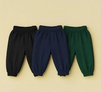 Pack of Three Fleece Stripe Trousers For Kids (RB-B1) (Black, Navy Blue, Green)