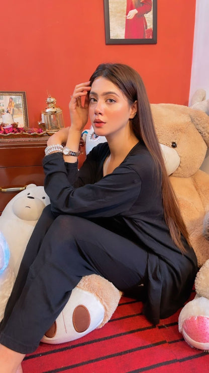 Black 3 Piece Night suit For Her – Soft Feel, Cute Vibe