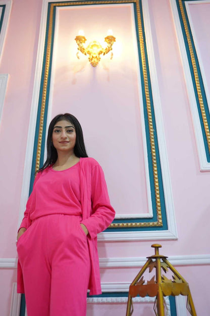 Shocking pink 3 Piece Night suit For Her – Soft Feel, Cute Vibe