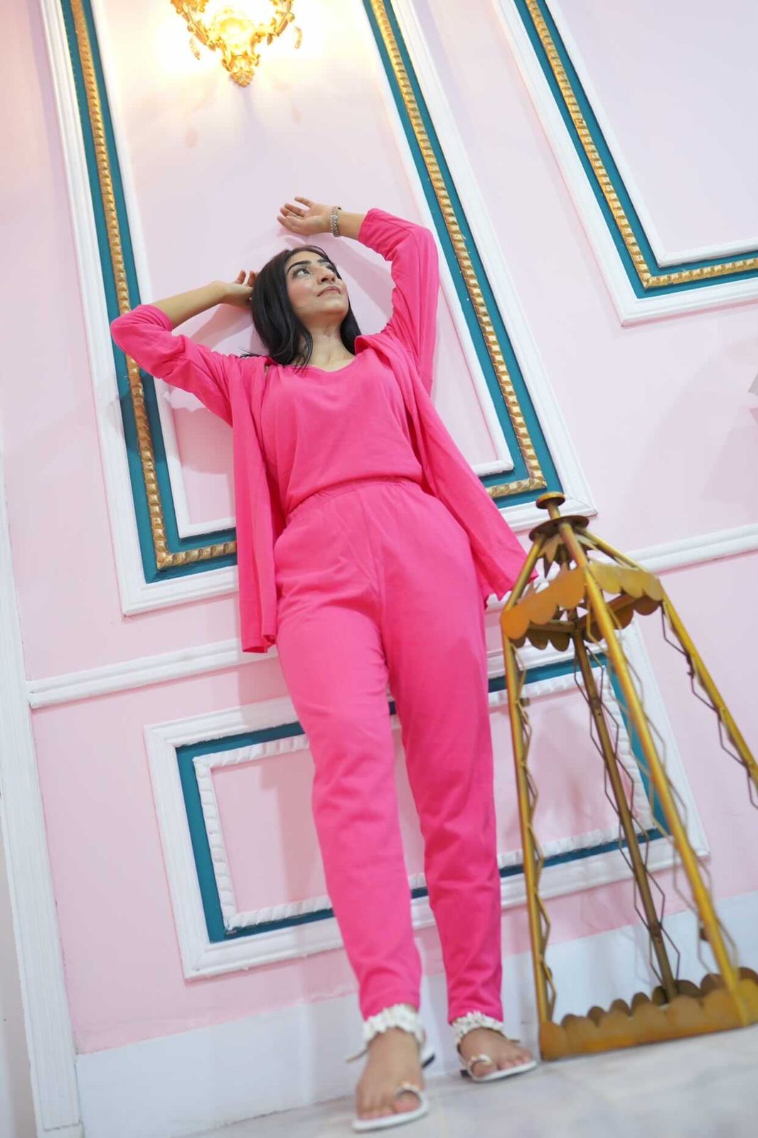 Shocking pink 3 Piece Night suit For Her – Soft Feel, Cute Vibe