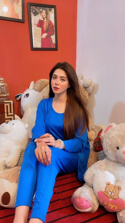 Royal Blue 3 Piece Night suit For Her – Soft Feel, Cute Vibe