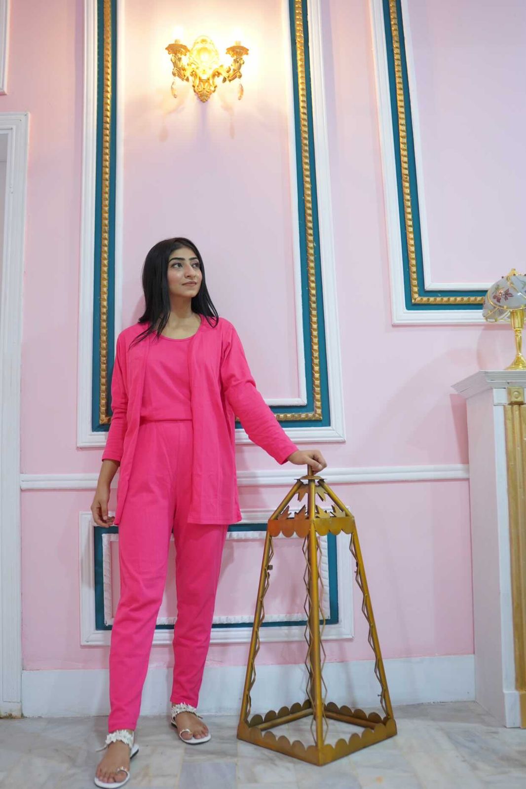 Shocking pink 3 Piece Night suit For Her – Soft Feel, Cute Vibe